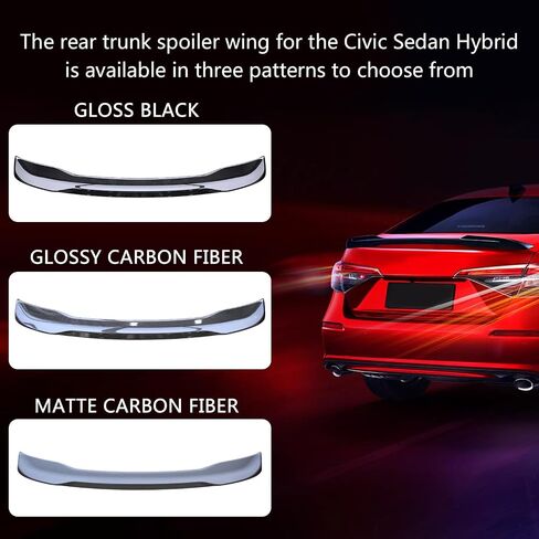 Spoiler for Civic Sedan 2025-2022 Without Drilling ABS Rear Trunk Spoiler Wing for Civic Sedan Hybrid (Glossy Black) in Saudi Arabia