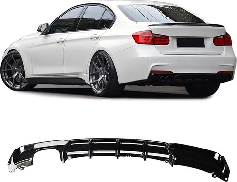 NINTE Rear Diffuser fit for 2012-2018 BMW 3 Series F30 F31 M Sport Bumper Gloss Black Left Single Exhaust Rear Bumper Lip in Kuwait