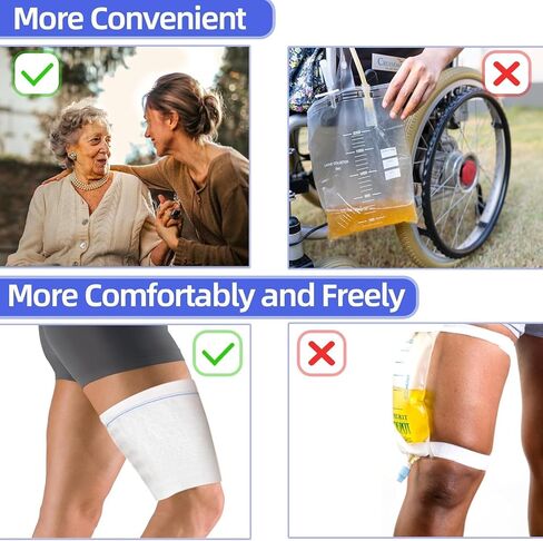 Catheter Leg Bag Holder 2 Count- Fabric Urine Bag Sleeves, Secure Drainage, Adjustable Straps for Men, Women, and Wheelchair Users (M) in Saudi Arabia