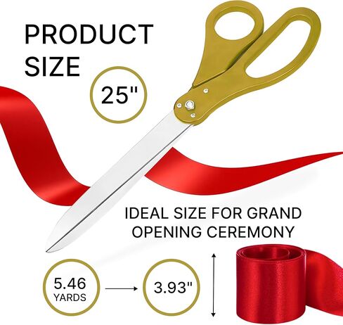 Big Grand Opening Kit - 20 Inch Large Gold Scissors for Grand Opening Ceremonies and Silver Satin Ribbon For Business Inaugurations and Special Events in Kuwait