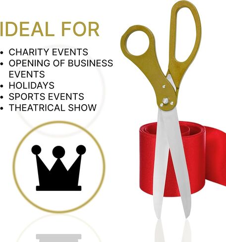 Big Grand Opening Kit - 20 Inch Large Gold Scissors for Grand Opening Ceremonies and Silver Satin Ribbon For Business Inaugurations and Special Events in Kuwait