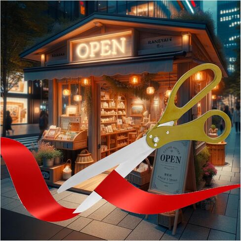 Big Grand Opening Kit - 20 Inch Large Gold Scissors for Grand Opening Ceremonies and Silver Satin Ribbon For Business Inaugurations and Special Events in Kuwait