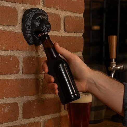 Cast Iron Wall Mounted Bottle Opener, Funny Dog, Black Vintage Rustic Finish in Saudi Arabia