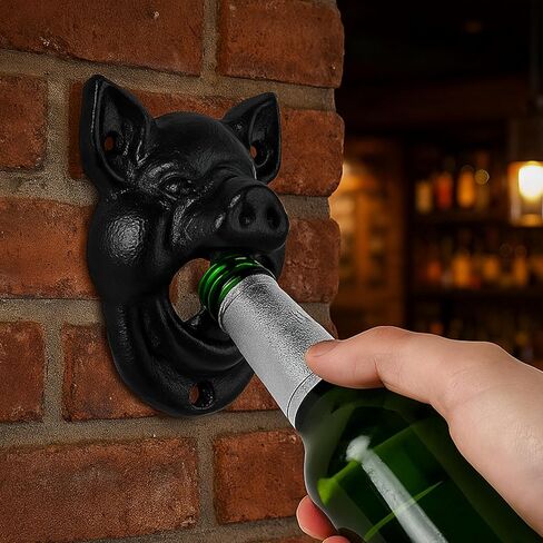 Cast Iron Wall Mounted Bottle Opener, Funny Dog, Black Vintage Rustic Finish in Saudi Arabia