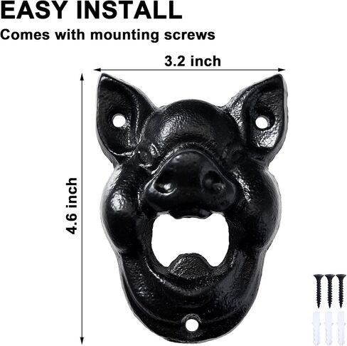 Cast Iron Wall Mounted Bottle Opener, Funny Dog, Black Vintage Rustic Finish in Saudi Arabia