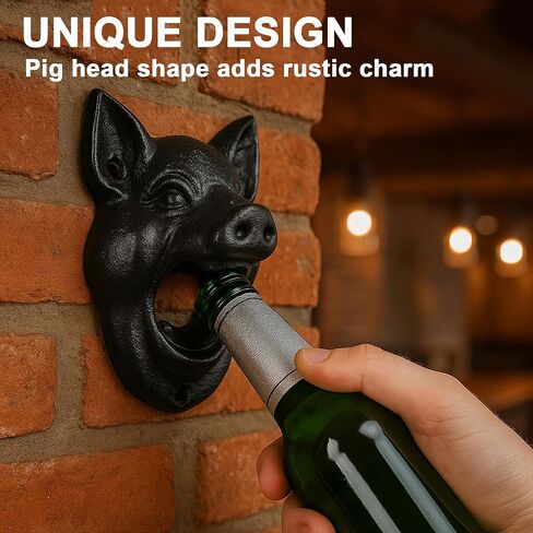 Cast Iron Wall Mounted Bottle Opener, Funny Dog, Black Vintage Rustic Finish in Saudi Arabia