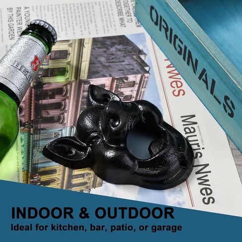 Cast Iron Wall Mounted Bottle Opener, Funny Dog, Black Vintage Rustic Finish in Saudi Arabia