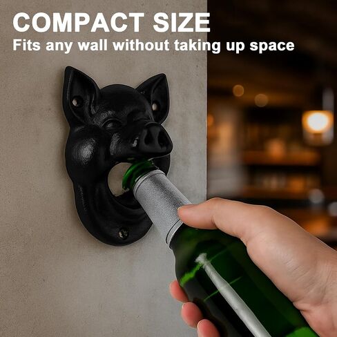 Cast Iron Wall Mounted Bottle Opener, Funny Dog, Black Vintage Rustic Finish in Saudi Arabia
