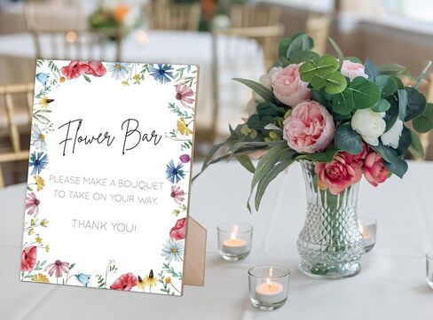 Flower Bar Sign, Wedding Signs for Reception, for Wedding Table Decor, Flower Bar Supplies, Bridal Shower Decorations, for Wedding Reception, Baby Shower and Bridal Shower, Floral Style Wood Sign,8 in Saudi Arabia