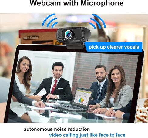 2K Webcam for PC, Plug and Play USB C Webcam with Dual Microphones,Ring Light,Fill RGB Light & Cover,Autofocus,65°FOV,1080P@60FPS, PC Web Camera for Desktop Computer Laptop Mac Zoom Streaming in Kuwait