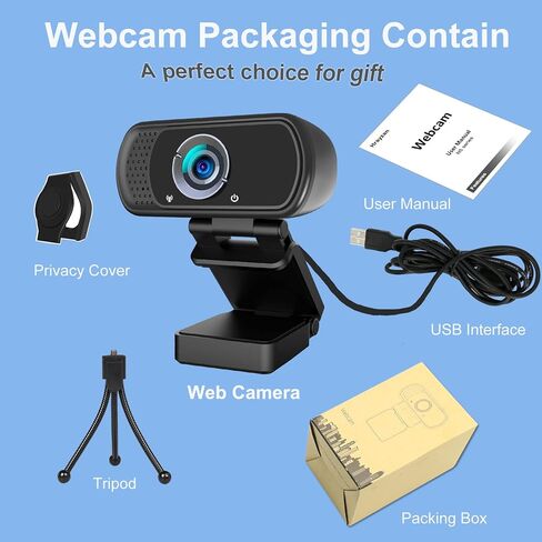2K Webcam for PC, Plug and Play USB C Webcam with Dual Microphones,Ring Light,Fill RGB Light & Cover,Autofocus,65°FOV,1080P@60FPS, PC Web Camera for Desktop Computer Laptop Mac Zoom Streaming in Kuwait