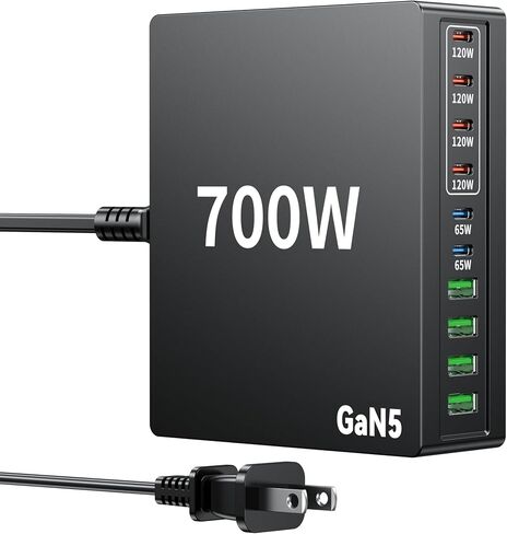 500W USB C Charger Fast GAN Charger Block 8 Multi Port Charging Station Hub Brick Dual PD 100W Laptop Charger for DELL HP MacBook Pro/Air/All iPad iPhone 16 15/14/13/Pro Max/Samsung Galaxy Note in Kuwait