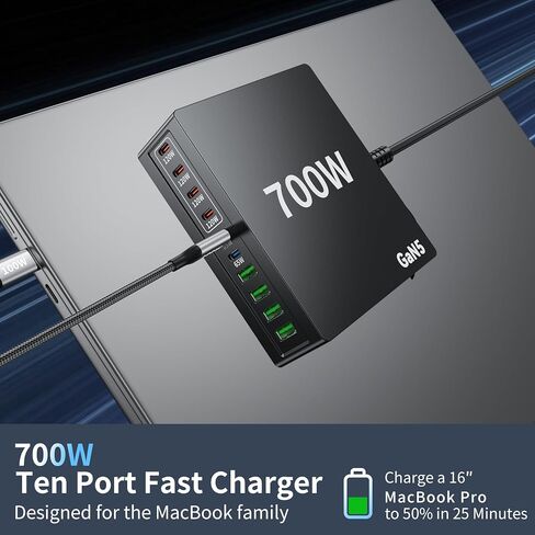 500W USB C Charger Fast GAN Charger Block 8 Multi Port Charging Station Hub Brick Dual PD 100W Laptop Charger for DELL HP MacBook Pro/Air/All iPad iPhone 16 15/14/13/Pro Max/Samsung Galaxy Note in Kuwait