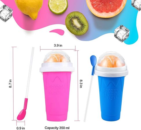 Slushy Maker Squeeze Cup, Portable Smoothie Squeeze Cup for Juices, Milk and Ice Cream Make, Double Layers Silica with Lid & Straw for Kids, Friends & Family (Green) By SUB ZERO SLUSH Snow Much Fun in Kuwait