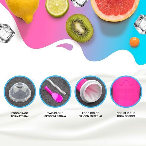 Slushy Maker Squeeze Cup, Portable Smoothie Squeeze Cup for Juices, Milk and Ice Cream Make, Double Layers Silica with Lid & Straw for Kids, Friends & Family (Green) By SUB ZERO SLUSH Snow Much Fun in Kuwait
