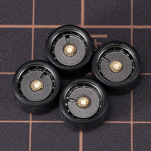 Carlomo 1/64 Scale S-Class Alloy Wheels Rubber Tires with Axles Detail Up Kits (4pcs/1 Kit) Modified Parts for 1:64 Diecast Model Cars (S06-D) in Saudi Arabia