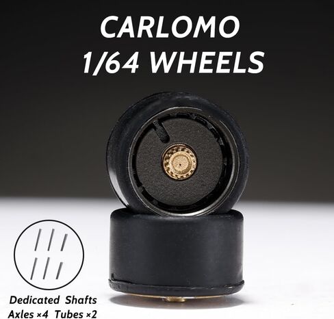 Carlomo 1/64 Scale S-Class Alloy Wheels Rubber Tires with Axles Detail Up Kits (4pcs/1 Kit) Modified Parts for 1:64 Diecast Model Cars (S06-D) in Saudi Arabia