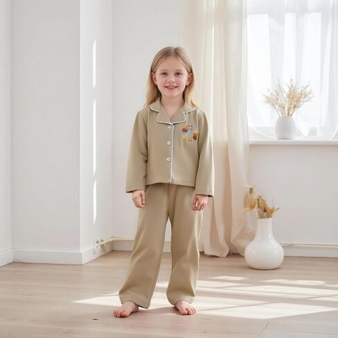Balaflyie Baby Button Down Pajamas Set Shirt and Pants Toddler Cotton Pjs Long Sleeve Sleepwear in Kuwait