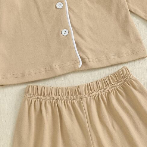 Balaflyie Baby Button Down Pajamas Set Shirt and Pants Toddler Cotton Pjs Long Sleeve Sleepwear in Kuwait