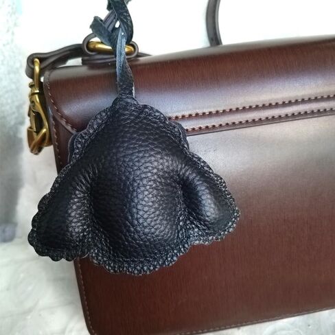 Handmade Cowhide Cute Dog Bag Charm Keychain, Leather, 3 Colors Available - Black, Brown, White in Saudi Arabia