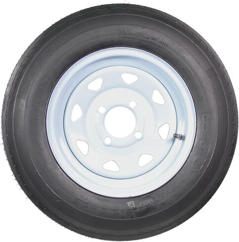 eCustomrim Trailer Tire On White Rim 530-12 5.30-12 5.30 x 12 Load Range C 4 Lug 12 x 4 Wheel - 2 Year Warranty w/Free Roadside in Saudi Arabia