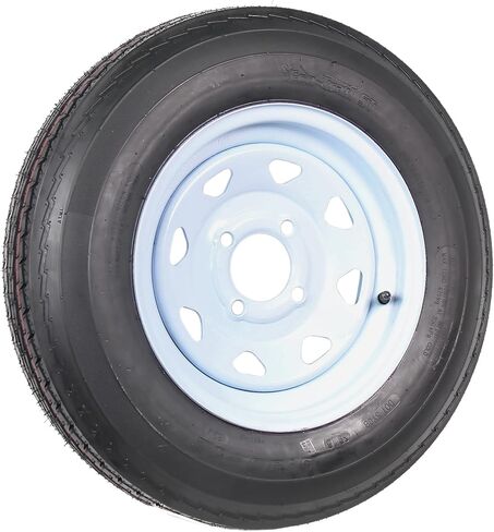eCustomrim Trailer Tire On White Rim 530-12 5.30-12 5.30 x 12 Load Range C 4 Lug 12 x 4 Wheel - 2 Year Warranty w/Free Roadside in Saudi Arabia