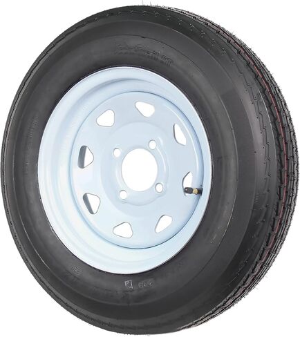 eCustomrim Trailer Tire On White Rim 530-12 5.30-12 5.30 x 12 Load Range C 4 Lug 12 x 4 Wheel - 2 Year Warranty w/Free Roadside in Saudi Arabia