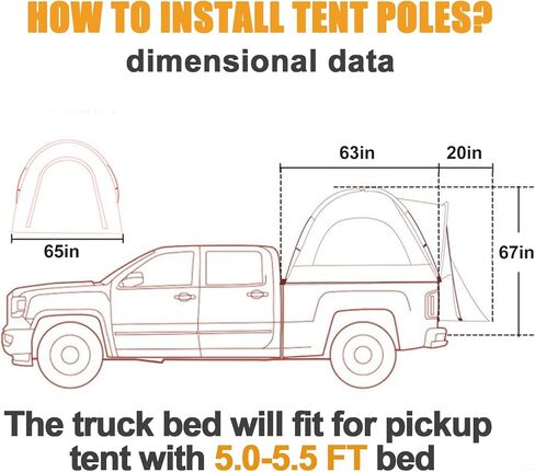 SUV Tent, 5-9 Person Rectangle Car Tent for Family, Waterproof & Windproof for Car Camping, Large Camping Tents with Storage Bag, SUV, Van, Jeep, Pickup 8FT L x 10.6FT W x 7.2FT H in Kuwait