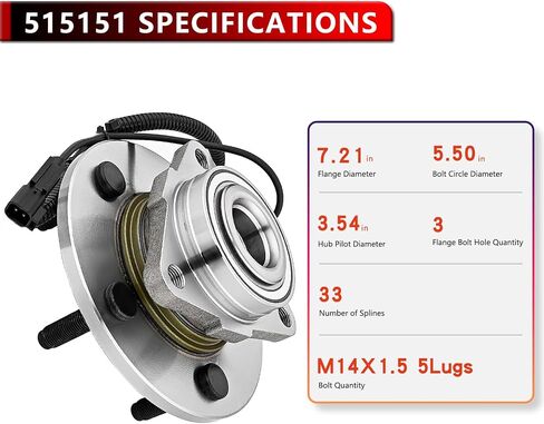 زوج 515151 مجموعة محمل العجلات الأمامية ل Dodge RAM 2012-2018 ، محمل محور لـ RAM 1500 Classic 2019-2022 مع ABS 5 Lugs in Saudi Arabia