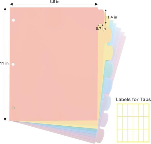 8 Count/1 Set Write & Erase Binder Dividers with Tabs, Durable Plastic 8 Tab Dividers for 3 Ring Binder Letter Size, Separators for Student School Home Office Document Organizer, Pastel in Saudi Arabia