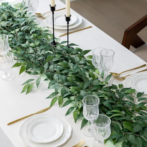 Mizii 24pcs الإيطالية Ruscus الخضراء الاصطناعية ينبع الحرير الأوراق الخضراء 20in نباتات الرش مزيفة جاذبية الديكور الأخضر للقطاعات المركزية قوس زهرة باقة الجدار ديكور جدار غرفة (24) in Saudi Arabia