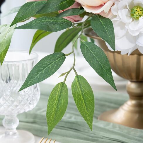 Mizii 24pcs الإيطالية Ruscus الخضراء الاصطناعية ينبع الحرير الأوراق الخضراء 20in نباتات الرش مزيفة جاذبية الديكور الأخضر للقطاعات المركزية قوس زهرة باقة الجدار ديكور جدار غرفة (24) in Saudi Arabia