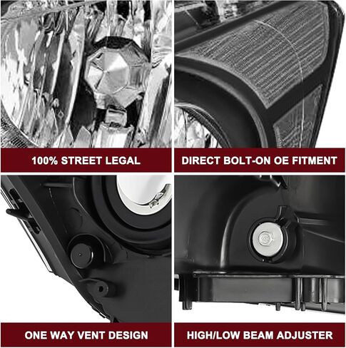JSBOYAT Headlight fit for 2008-2012 Honda Accord Sedan 4-Door OEM Halogen Headlamp (Black Housing with Clear Reflector) in Saudi Arabia