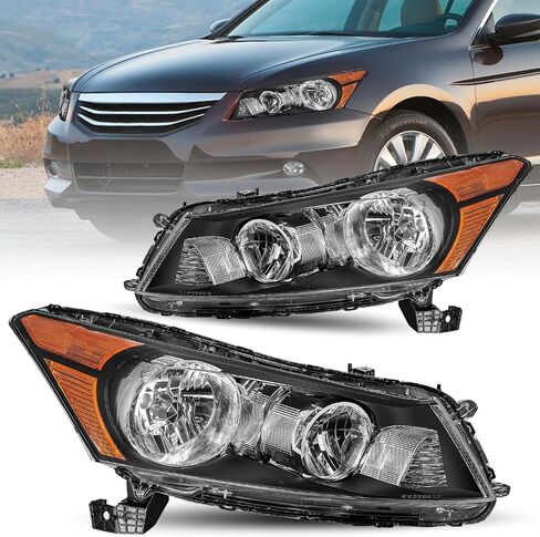 JSBOYAT Headlight fit for 2008-2012 Honda Accord Sedan 4-Door OEM Halogen Headlamp (Black Housing with Clear Reflector) in Saudi Arabia