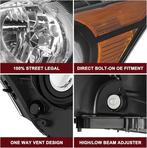 JSBOYAT Headlight fit for 2008-2012 Honda Accord Sedan 4-Door OEM Halogen Headlamp (Black Housing with Clear Reflector) in Saudi Arabia