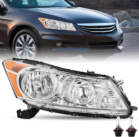 JSBOYAT Headlight fit for 2008-2012 Honda Accord Sedan 4-Door OEM Halogen Headlamp (Black Housing with Clear Reflector) in Saudi Arabia