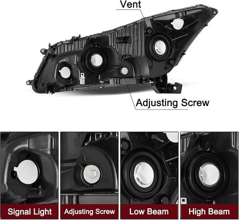 JSBOYAT Headlight fit for 2008-2012 Honda Accord Sedan 4-Door OEM Halogen Headlamp (Black Housing with Clear Reflector) in Saudi Arabia