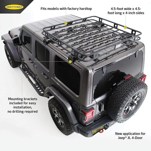 SmittyBilt JL 4DR DEFENDER ROOF RACK-ONE PIECE - SB45454JL in Saudi Arabia