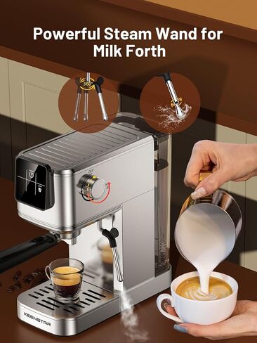 Espresso Machine, 20Bar Hot & Iced Coffee Machine with Rapid Cold Brew, Espresso Maker with Milk Frother Steam Wand, Touch Screen with 37oz Water Tank for Latte, Cappuccino, Gift, Black in Saudi Arabia