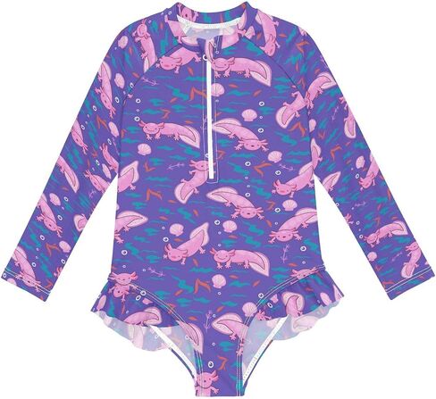 Girls Rash Guard Swimsuits Long Sleeve One Pieces Bathing Suit UPF 50+ Zipper Girls Swimwear in Saudi Arabia
