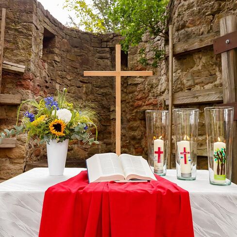 GlikCeil 58'' Extra Large Wood Cross Standing for Outdoor, Large Wall Cross Jesus Christ Catholic Crafted Supplies He Is Risen Ornaments for Wedding Home Office Communion Church in Saudi Arabia