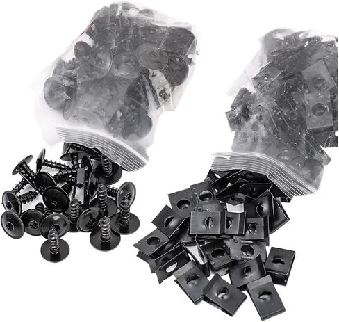 60/40/20PCS Car Motorcycles Metal Screw Tapping Fastener U-Type Clip with Screw -Rust Protection Screw Buckle Iron Sheet(Black 20pcs) in Saudi Arabia