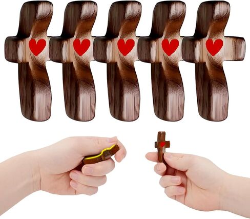 Handmade Wooden Cross Keychain with Heart, Christian Religious Key Ring, Spiritual Accessory,Stress-Relieving Pendant Gift, Bag Decoration Accessories,Car Prayer Pendant Ornament (2 Keychains) in Saudi Arabia