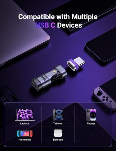 PD 240W 16PIN 180 Degree USB C Magnetic Adapter(2Pack)/USB C 90 Degree Adapter/Right Angle C Adapter/C to C Adapter for 1Phone 16/15 Series, Ma-Book Pro/1Pad Series, Samsung Galaxy White in Kuwait