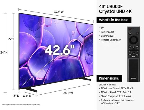 سامسونج 65 بوصة فئة TU690T سلسلة LED Cristal 4K UHD Smart Tizen TV HDR Bluetooth Game Enhancer PurColor متوافق مع Alexa Google & Assistant (متجدد) in Saudi Arabia