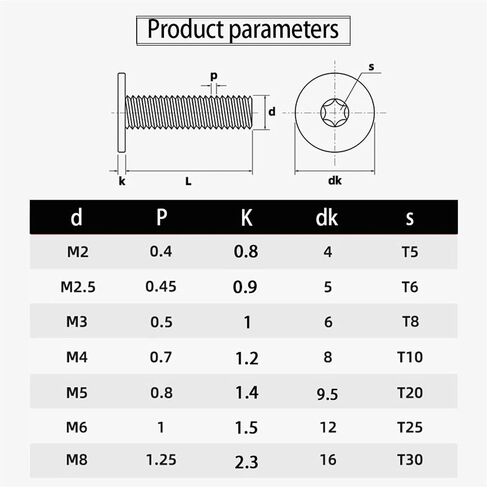 مسامير رأس Torx منخفضة Torx منخفضة ، 304 من الفولاذ المقاوم للصدأ ، M2 ، M2.5 ، M3 ، M4 ، M6 ، M8 ، المسمار آلة Torx سداسية مع رأس مسطح فائق (60 مم ، M4 10 قطع) in Saudi Arabia