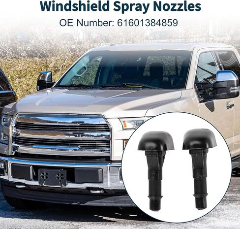 Windshield Washer Nozzle for Mitsubishi Lancer 2008-2014 No.61601384859 Front Black with 2 Pcs 1 Meter Fluid Hose 1 Set in Saudi Arabia
