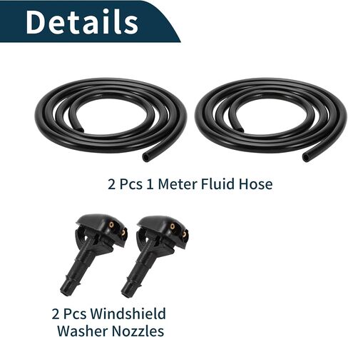 Windshield Washer Nozzle for Mitsubishi Lancer 2008-2014 No.61601384859 Front Black with 2 Pcs 1 Meter Fluid Hose 1 Set in Saudi Arabia