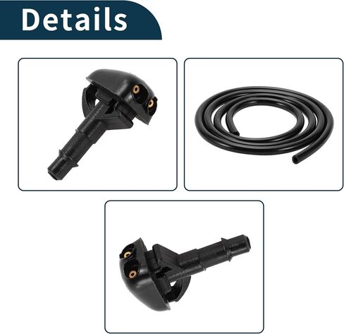 Windshield Washer Nozzle for Mitsubishi Lancer 2008-2014 No.61601384859 Front Black with 2 Pcs 1 Meter Fluid Hose 1 Set in Saudi Arabia