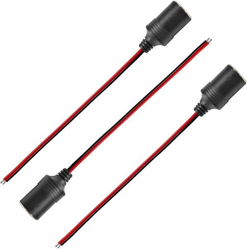 18AWG Female Car Cigarette Lighter Socket, 12/24V 1FT Auto Cigar Cable Connector Adapter with Bare Wire Open End Cable, Auto Charger Power Cigarette Lighter Adapter Plug Replacement (3PCS) in Saudi Arabia